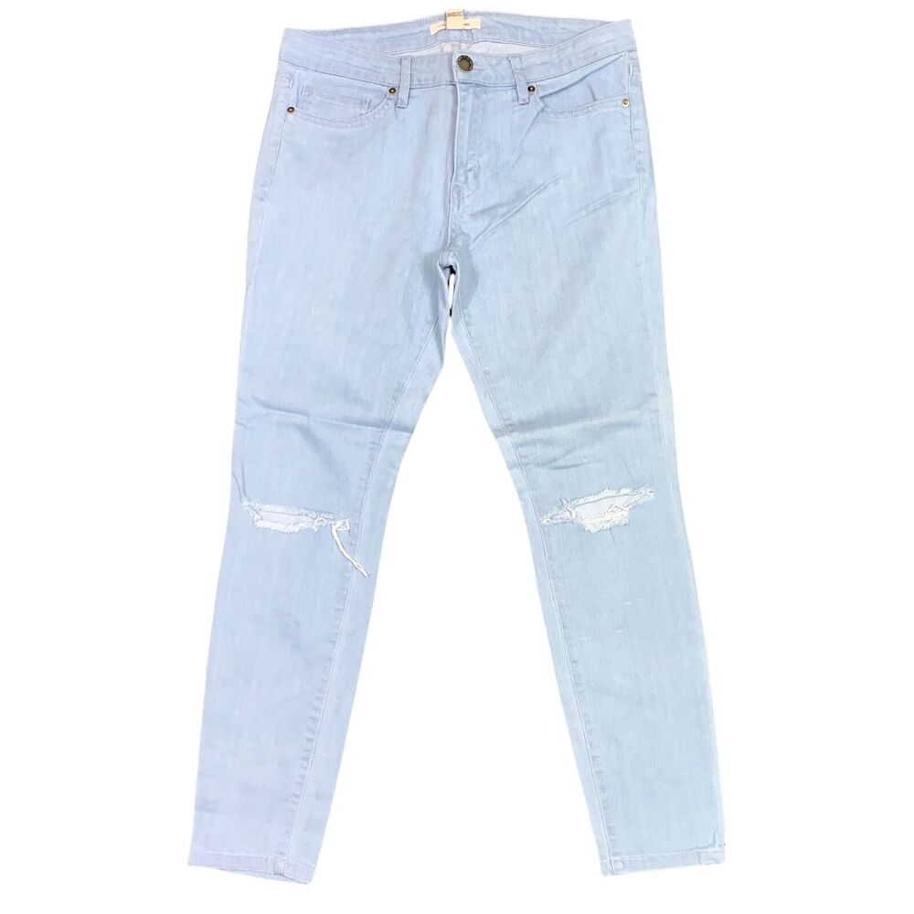 Life In Progress Womens Skinny Jeans Denim Light Wash Stretch Distressed Size 30